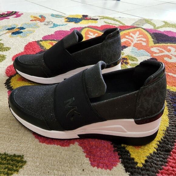 Michael kors platform logo sparkly glitter sneakers new size 8.5 - Picture 4 of 9